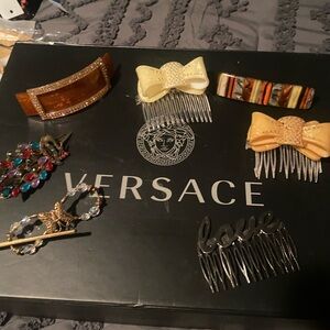 7 fun hair accessories.  Lucite vintage bows plus more